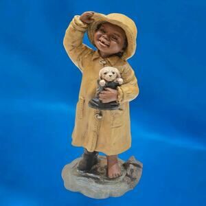 Hand-Signed M. Holcombe 1989 Kacie All God's Children Girl Raincoat Dog in Boot